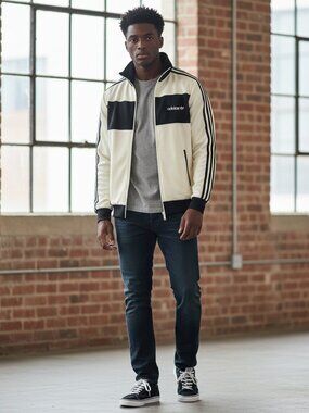 Adidas Originals Black White Colorblock Track Jacket Trefoil Logo Small